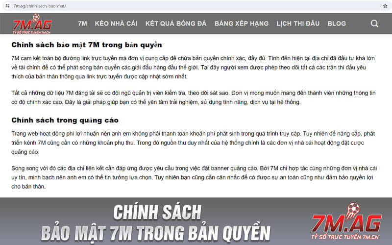 Chính sách bảo mật 7M trong bản quyền