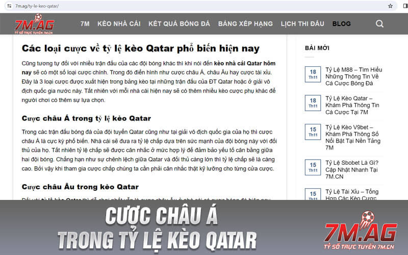 Cược châu Á trong tỷ lệ kèo Qatar 