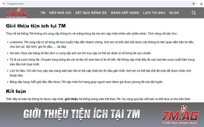 Giới thiệu tiện ích tại 7M