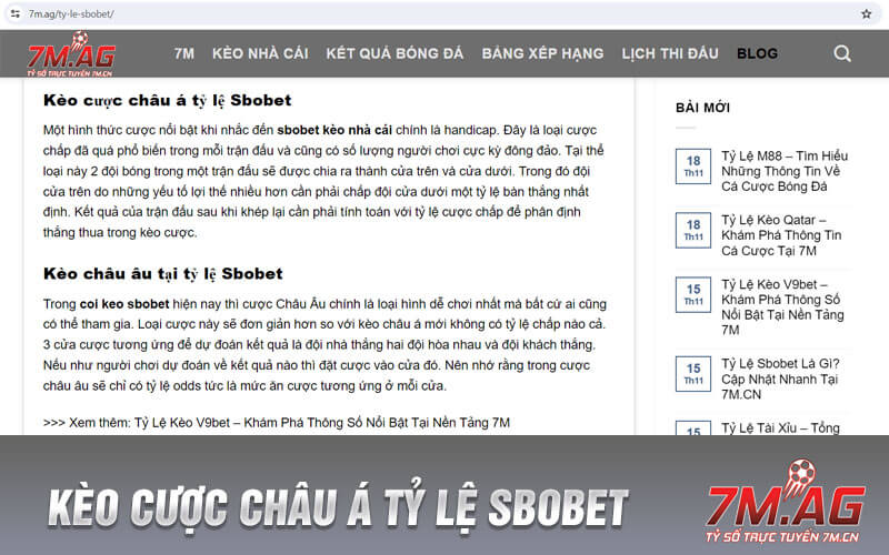 Kèo cược châu á tỷ lệ Sbobet 