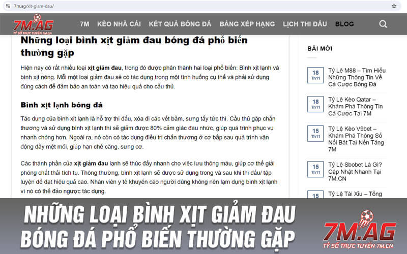 Những loại bình xịt giảm đau bóng đá phổ biến thường gặp