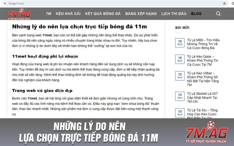 Những lý do nên lựa chọn trực tiếp bóng đá 11m