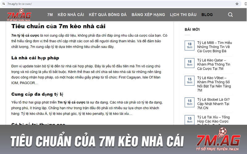 Tiêu chuẩn của 7m kèo nhà cái