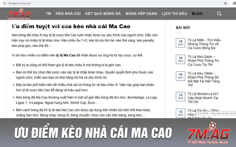 Ưu điểm kèo nhà cái Ma Cao